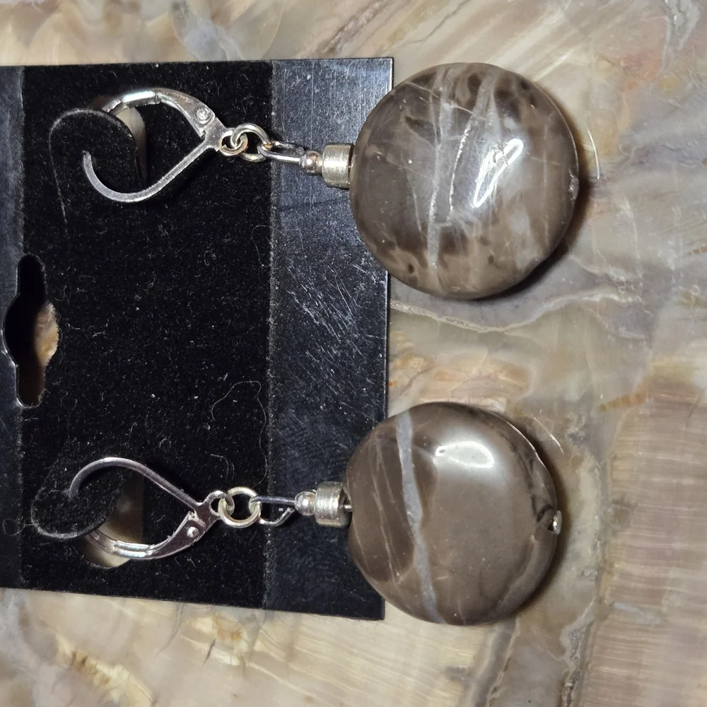 Elegant Polychrome Jasper Earrings - Picture 2 of 2